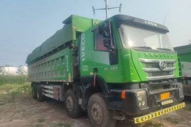 二手上汽红岩 杰狮C500 430马力 8X4 8米自卸车(国五) 前四后八 上菲红二手自卸车 黄牌