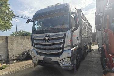二手福田 欧曼EST 490马力 8X4 9.56米AMT自动挡仓栅式载货车(国六) 前四后八 福田康明斯二手载货车 黄牌图片