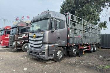 二手福田 欧曼EST 穿越版 490马力 8X4 9.56米仓栅式载货车(国六) 前四后八 福田康明斯二手载货车 黄牌图片
