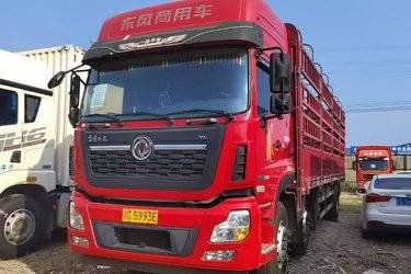 二手东风商用车 天龙VL重卡 350马力 8X4 9.6米仓栅式载货车(国五) 前四后八 雷诺二手载货车 黄牌图片