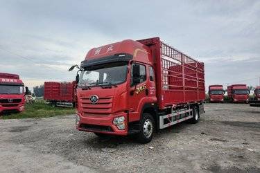 二手青岛解放 JK6中卡 300马力 4X2 6.8米仓栅式载货车(国六) 单桥 锡柴二手载货车 黄牌