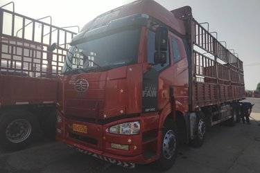 二手一汽解放 J6P重卡 质惠版 350马力 8X4 9.5米仓栅式载货车(国五) 前四后八 锡柴二手载货车 黄牌