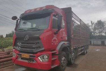二手中国重汽 豪瀚J7B重卡 复合版 380马力 8X4 9.6米仓栅式载货车(国五) 前四后八 曼二手载货车 黄牌