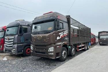 二手青岛解放 JH6重卡 460马力 8X4 9.5米仓栅式载货车(后桥435)(国五) 前四后八 锡柴二手载货车 黄牌图片