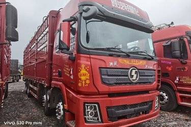 二手陕汽重卡 德龙X3000 375马力 8X4 9.55米仓栅式载货车(国五) 前四后八 潍柴二手载货车 黄牌图片