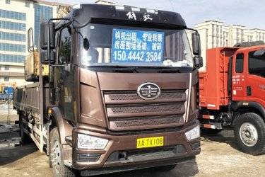 二手一汽解放 J6V 精英版 350马力 6X2 7.7米仓栅式载货车(国六) 前四后四 大柴二手载货车 黄牌图片