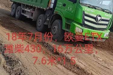 二手福田 欧曼ETX 9系重卡 375马力 8X4 7.6米自卸车(国五) 前四后八 潍柴二手自卸车 黄牌图片