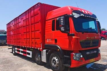 二手中国重汽 HOWO TX 350马力 6X2 9.52米AMT自动档翼开启厢式载货车(国六) 前四后四 曼二手载货车 黄牌图片