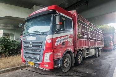 二手三一集团 俊领版 430马力 8X4 9.6米仓栅式载货车(国五) 前四后八 福田康明斯二手载货车 黄牌图片