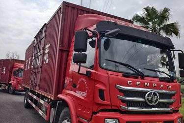 二手上汽红岩 杰豹 标载版 245马力 4X2 9.8米厢式载货车(国五) 单桥 上菲红二手载货车 黄牌