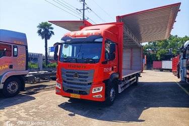 二手中国重汽 HOWO TX 290马力 4X2 9.6米翼开启厢式载货车(国六) 单桥 曼二手载货车 黄牌