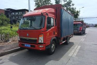 二手中国重汽HOWO 悍将 129马力 3.85米排半仓栅式轻卡(国五) 单桥 云内动力二手载货车 蓝牌