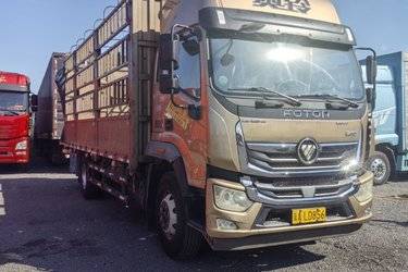 二手福田 奥铃大黄蜂 220马力 4X2 6.8米排半仓栅式载货车(国六) 单桥 玉柴二手载货车 黄牌图片