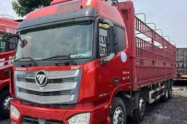 二手福田 欧曼EST 6系重卡 穿越版 460马力 8X4 9.45米仓栅式载货车(国五) 前四后八 康明斯二手载货车 黄牌图片