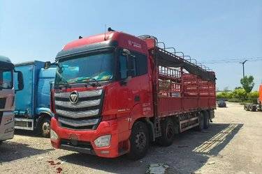 二手福田 欧曼EST 标载版 490马力 8X4 9.56米仓栅式载货车(国六) 前四后八 康明斯二手载货车 黄牌图片