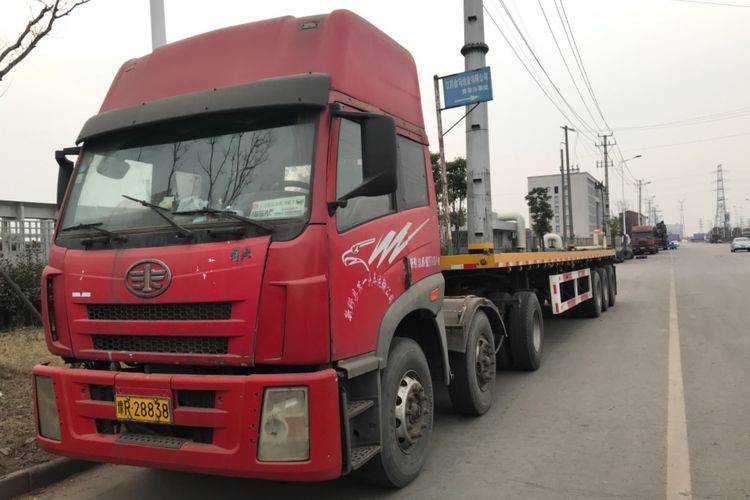 已售解放奥威双导中集集装箱平板