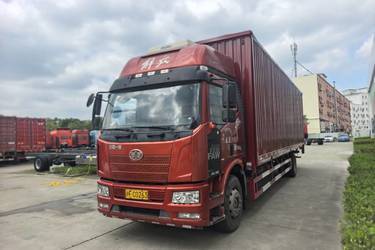 二手一汽解放 J6L中卡 240马力 4X2 9.6米翼开启厢式载货车(国五) 单桥 大柴二手载货车 黄牌