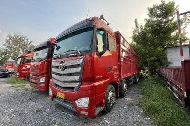二手福田 欧曼EST 6系重卡 460马力 8X4 9.57米AMT自动挡仓栅式载货车(国五) 前四后八 福田康明斯二手载货车 黄牌图片